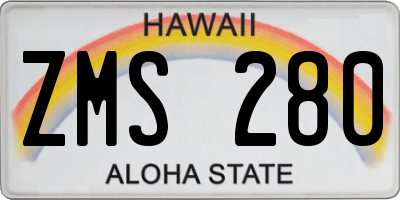 HI license plate ZMS280