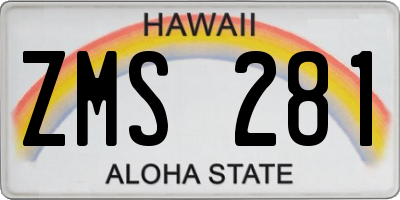 HI license plate ZMS281