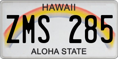 HI license plate ZMS285