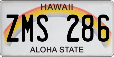 HI license plate ZMS286