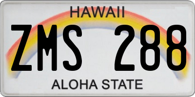 HI license plate ZMS288