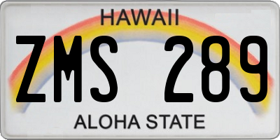 HI license plate ZMS289