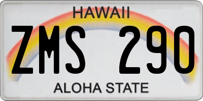 HI license plate ZMS290