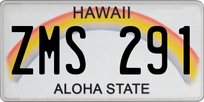 HI license plate ZMS291