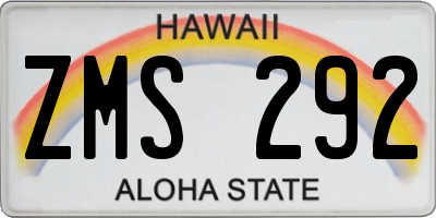 HI license plate ZMS292