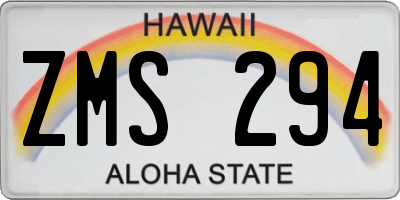 HI license plate ZMS294