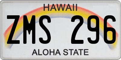 HI license plate ZMS296