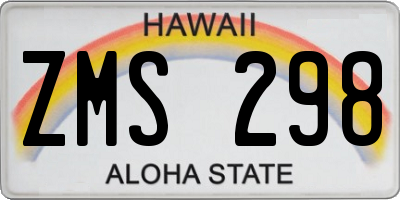 HI license plate ZMS298