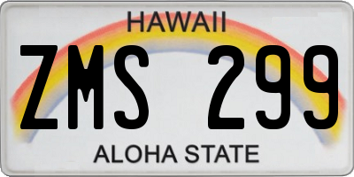 HI license plate ZMS299