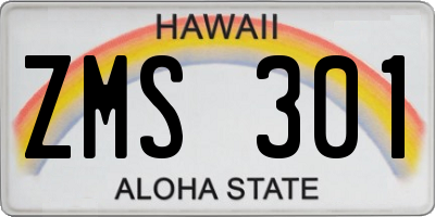 HI license plate ZMS301