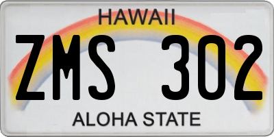 HI license plate ZMS302