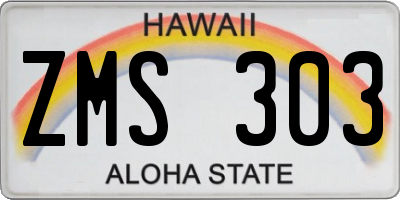 HI license plate ZMS303