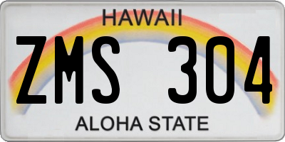 HI license plate ZMS304