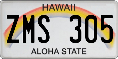 HI license plate ZMS305