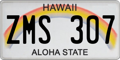 HI license plate ZMS307