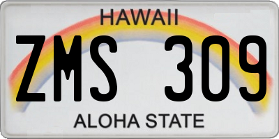 HI license plate ZMS309