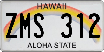 HI license plate ZMS312