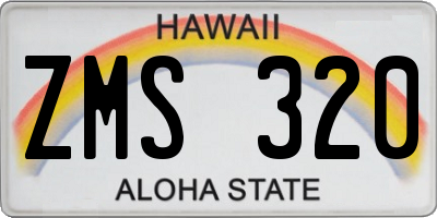 HI license plate ZMS320