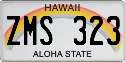 HI license plate ZMS323