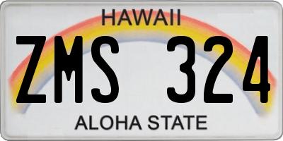 HI license plate ZMS324
