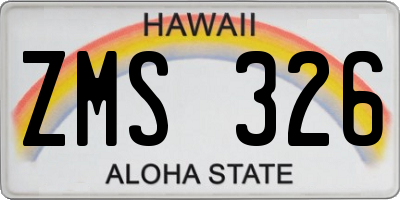 HI license plate ZMS326