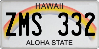 HI license plate ZMS332