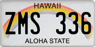 HI license plate ZMS336
