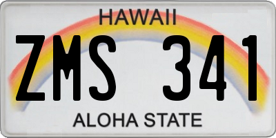 HI license plate ZMS341
