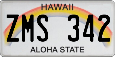 HI license plate ZMS342