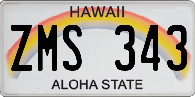 HI license plate ZMS343