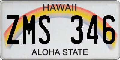 HI license plate ZMS346