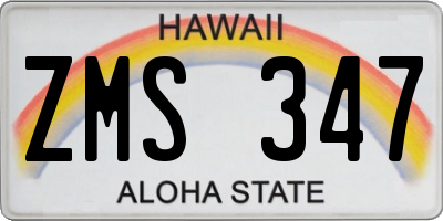 HI license plate ZMS347