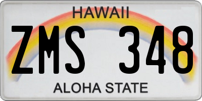 HI license plate ZMS348