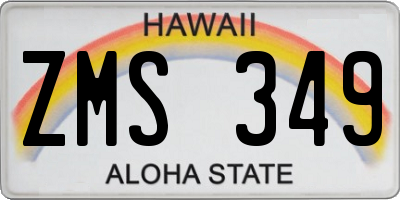 HI license plate ZMS349