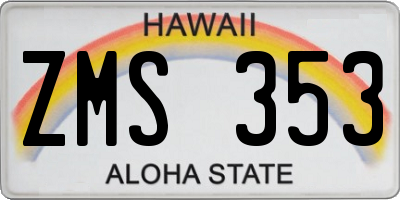 HI license plate ZMS353