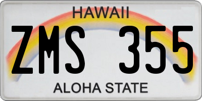 HI license plate ZMS355