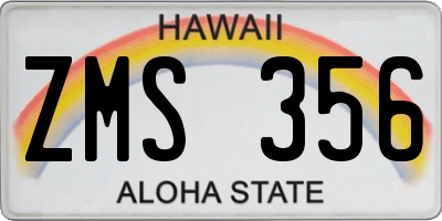 HI license plate ZMS356