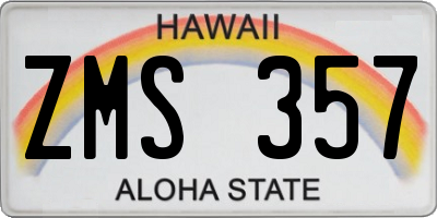 HI license plate ZMS357