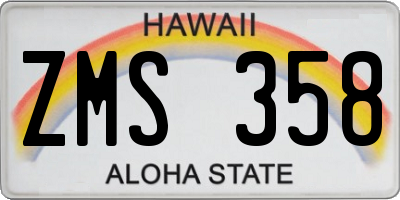 HI license plate ZMS358