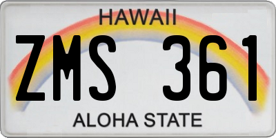 HI license plate ZMS361