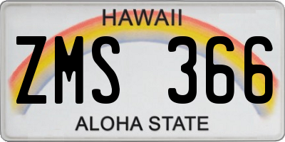 HI license plate ZMS366