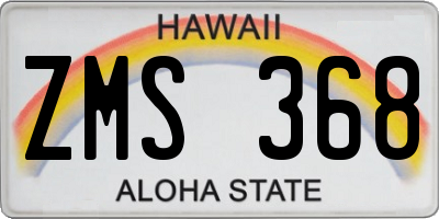 HI license plate ZMS368