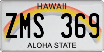 HI license plate ZMS369