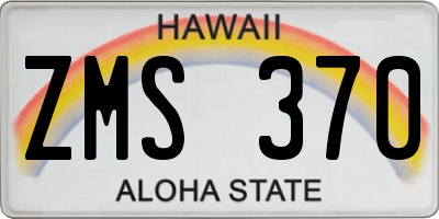 HI license plate ZMS370