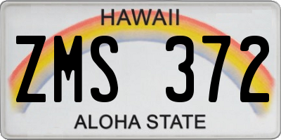 HI license plate ZMS372