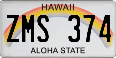 HI license plate ZMS374
