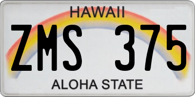 HI license plate ZMS375