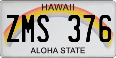 HI license plate ZMS376