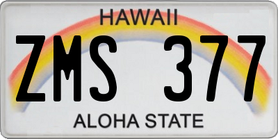 HI license plate ZMS377