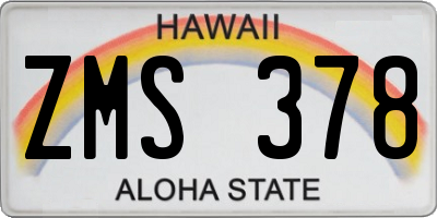 HI license plate ZMS378